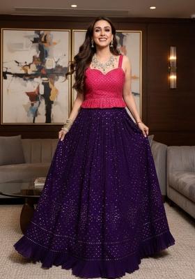 Purple Sequin Work Georgette Lehenga Set
