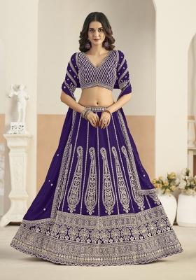 Blue Sequin Work Georgette Lehenga Set