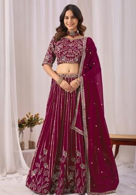 Rani Pink Sequin Work Georgette Lehenga Set
