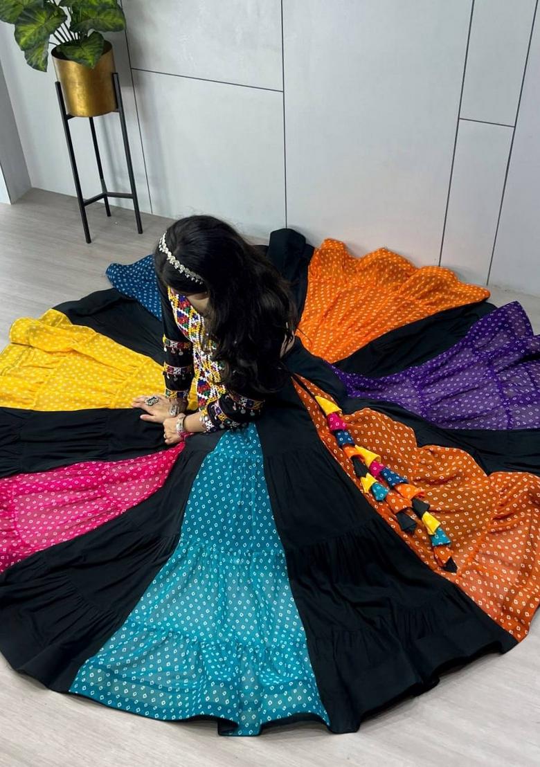 Multicolor Printed Cotton Lehenga Set - Indya