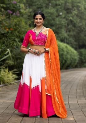 Multicolor Gota Patti Work Cotton Lehenga Set