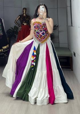 Multicolor Kutchi Work Cotton Lehenga Set