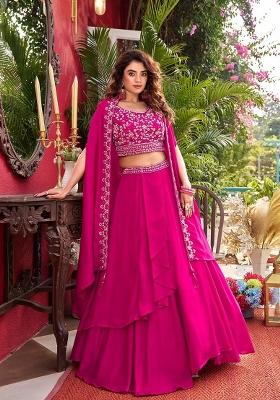 Pink Sequin Work Silk Lehenga Set