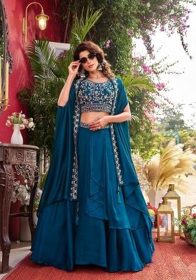 Rama Sequin Work Silk Lehenga Set