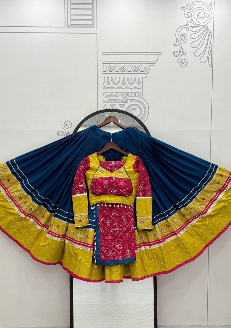 Rama Sequin Work Cotton Lehenga Set - Indya