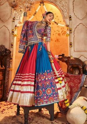 Multicolor Mirror Work Cotton Lehenga Set