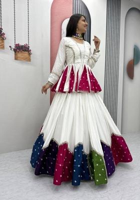 White Patch Work Cotton Lehenga Set