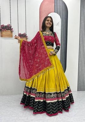 Yellow Sequin Work Rayon Lehenga Set