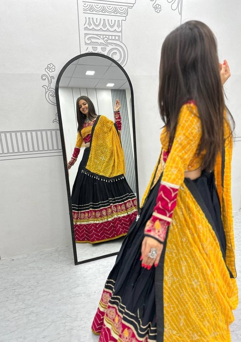Black Sequin Work Rayon Lehenga Set - Indya