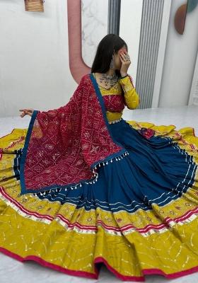 Blue Sequin Work Rayon Lehenga Set