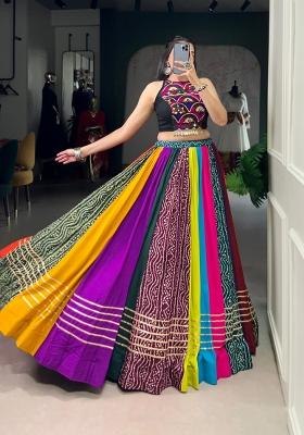Multicolor Printed Rayon Lehenga Set