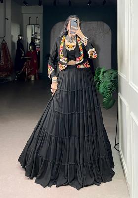 Black Gamthi Work Rayon Lehenga Set