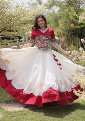 White Embroidered Roman Lehenga Set