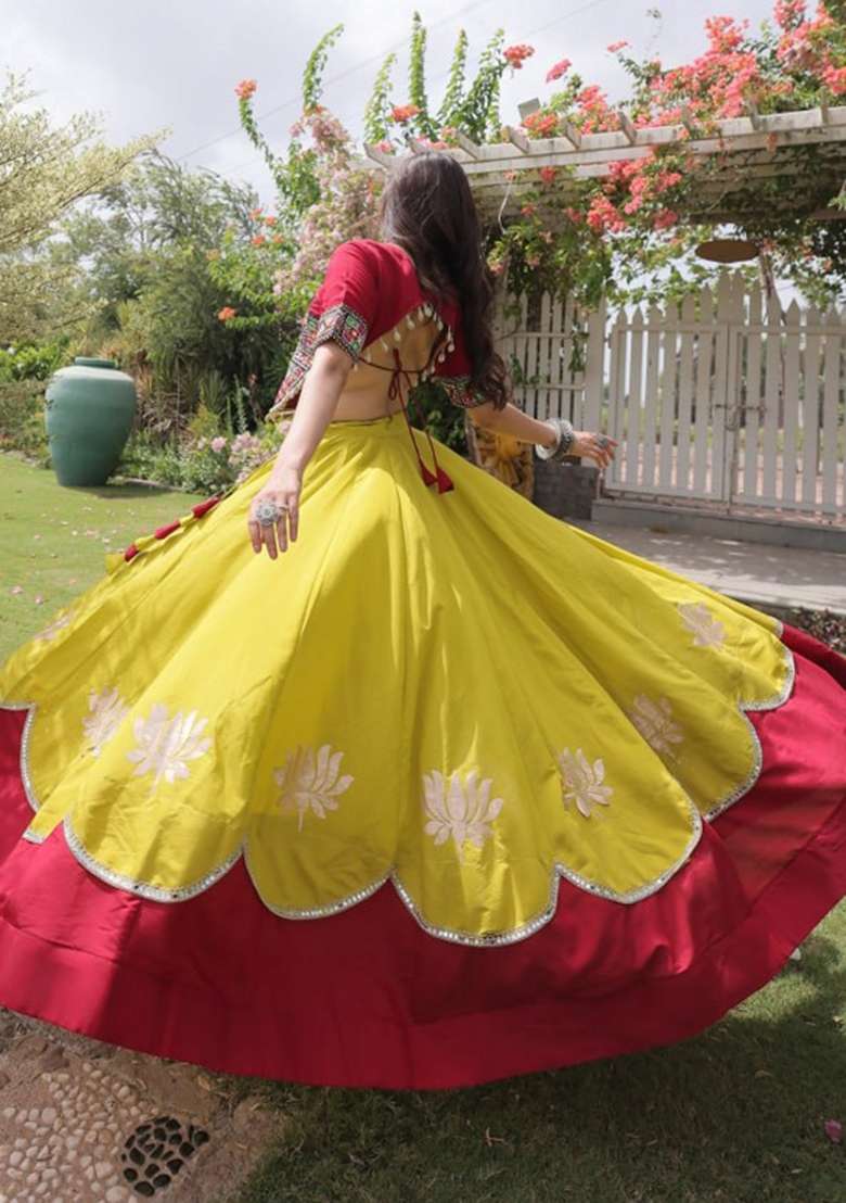 Olive Green Embroidered Roman Chaniya Choli Set For Navratri And Garba - Indya