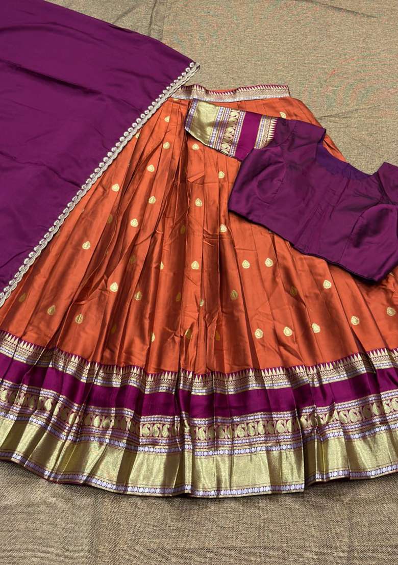 Cream Embroidery Cotton Lehenga Set - Indya