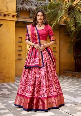 Gajari Zari Work Silk Blend Lehenga Set