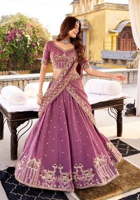 Lavender Sequin Blended Lehenga Set