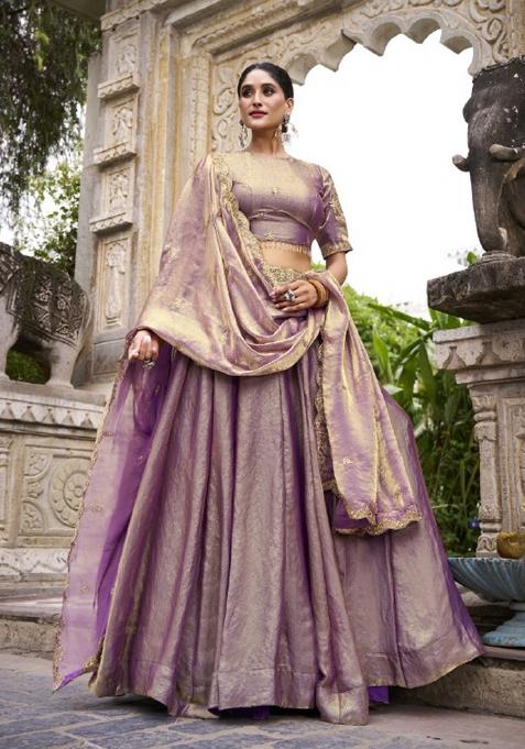 Lavender Sequin Silk Blend Lehenga Set