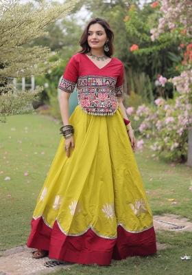 Yellow Embroidered Silk Blend Lehenga Set