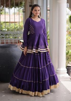 Purple Gota Patti Work Cotton Lehenga Set
