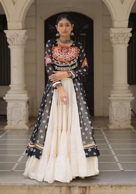 White Kutch Work Cotton Lehenga Set