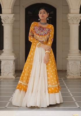 White Kutch Work Cotton Lehenga Set