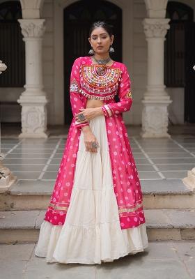 White Kutch Work Cotton Lehenga Set