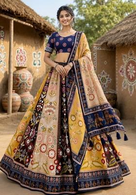 Multicolor Printed Cotton Lehenga Set