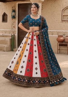 Multicolor Printed Cotton Lehenga Set