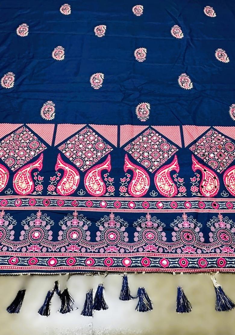 Blue Printed Cotton Lehenga Set - Indya