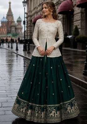 Maroon Embroidery Silk Lehenga Set