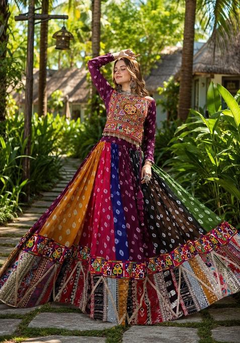 Multicolor Embroidery Georgette Chaniya Choli Set For Navratri And Garba