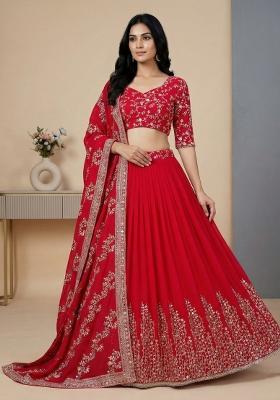 Rani Pink Embroidery Georgette Lehenga Set