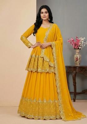 Yellow Embroidery Georgette Lehenga Set