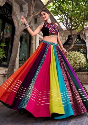 Multicolor Printed Rayon Lehenga Set