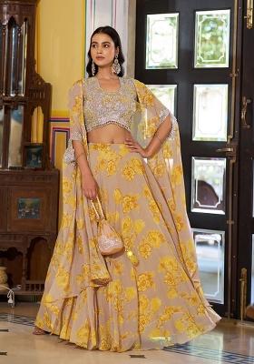 Multicolor Embroidery Georgette Lehenga Set