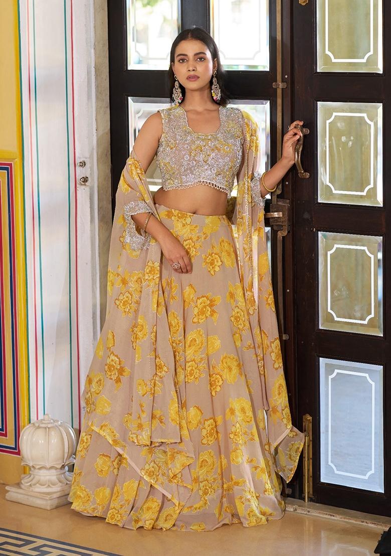 Multicolor Embroidery Georgette Lehenga Set - Indya