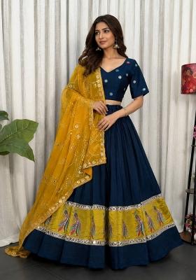 Blue Silk Lehenga Choli