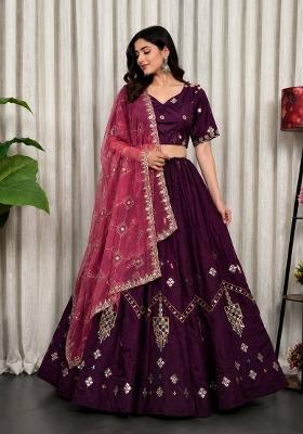 Purple Silk Lehenga Choli