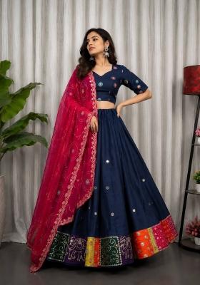 Blue Silk Lehenga Choli