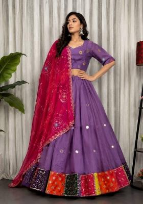 Purple Silk Lehenga Choli
