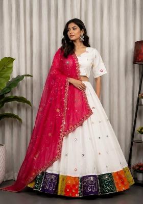White Silk Lehenga Choli
