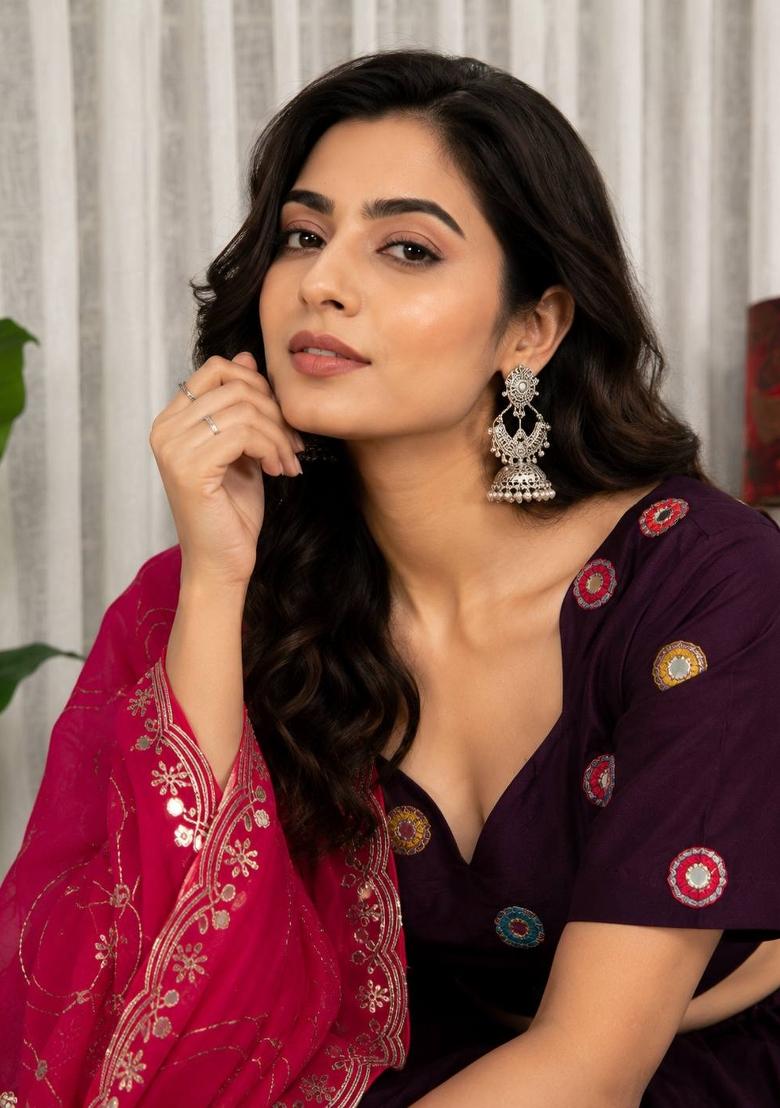 Wine Silk Lehenga Choli - Indya