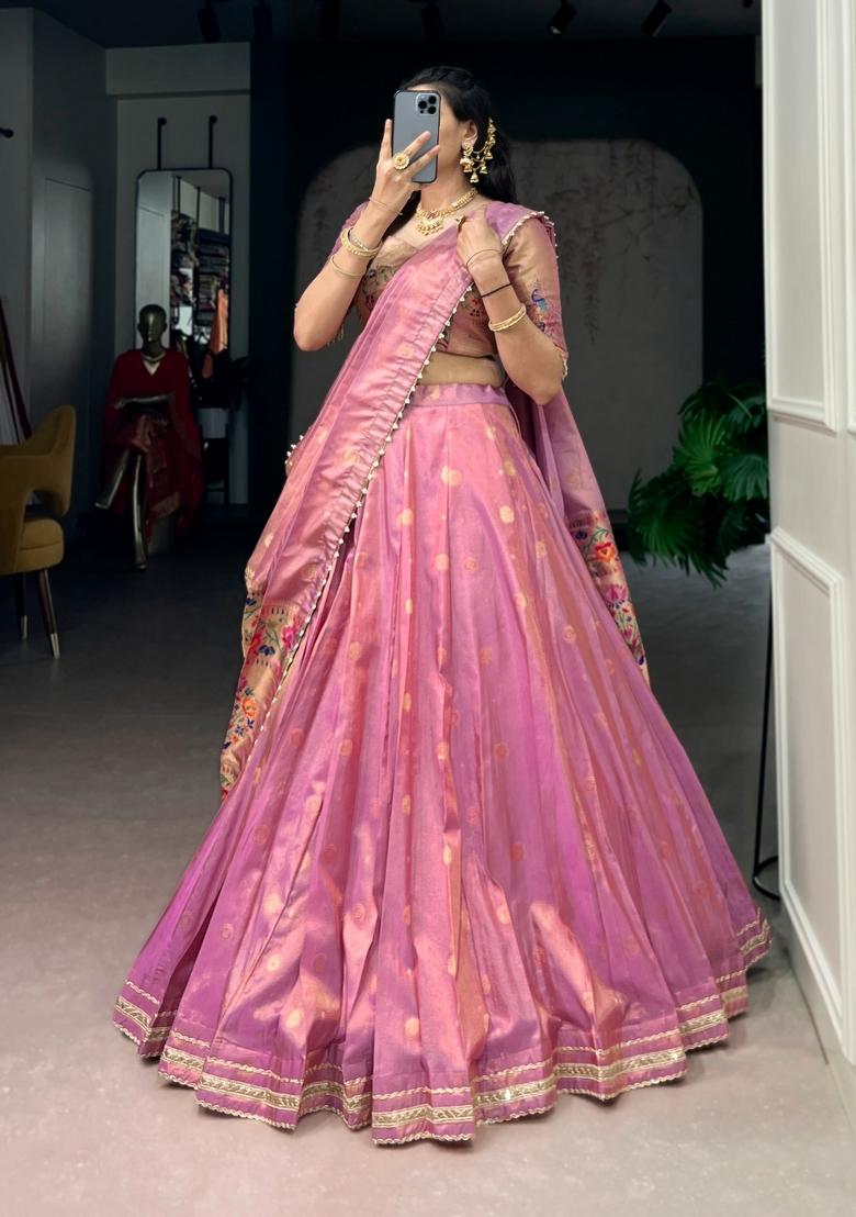 Pink Shimmer Lehenga Set - Indya