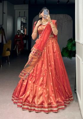 Orange Shimmer Lehenga Set
