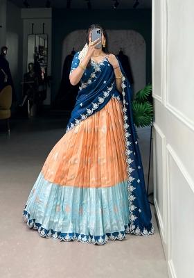 Orange Embroidery Lehenga Set