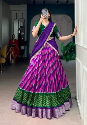 Purple Zari Work Silk Lehenga Set