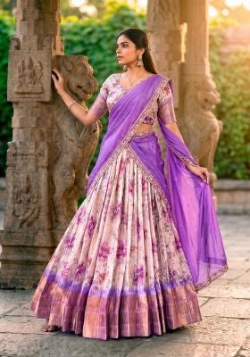Purple Zari Work Dola Chex Lehenga Set