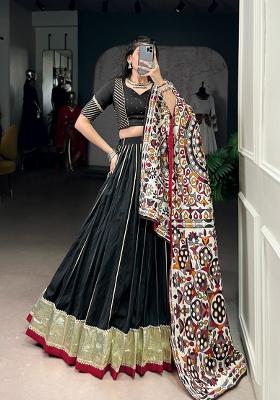 Black Zari Work Chanderi Lehenga Set