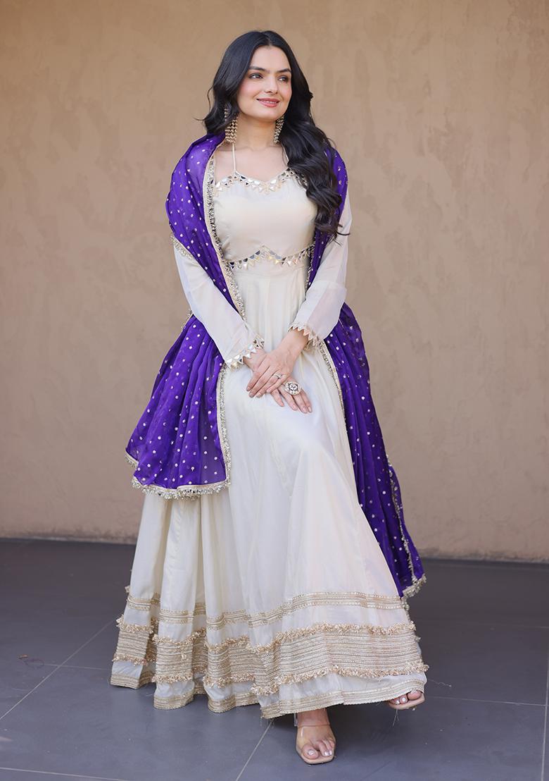 Purple Cosmos Lehenga Set - Indya